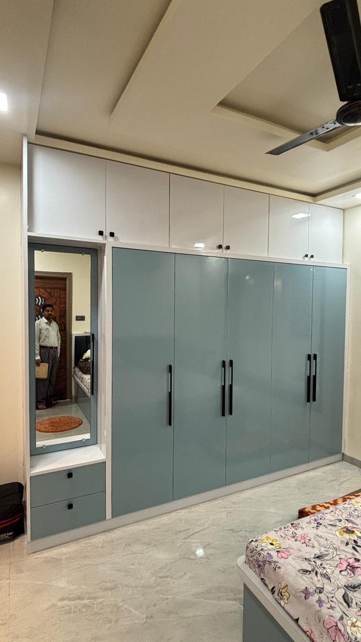 6-Door Sky Blue Wardrobe