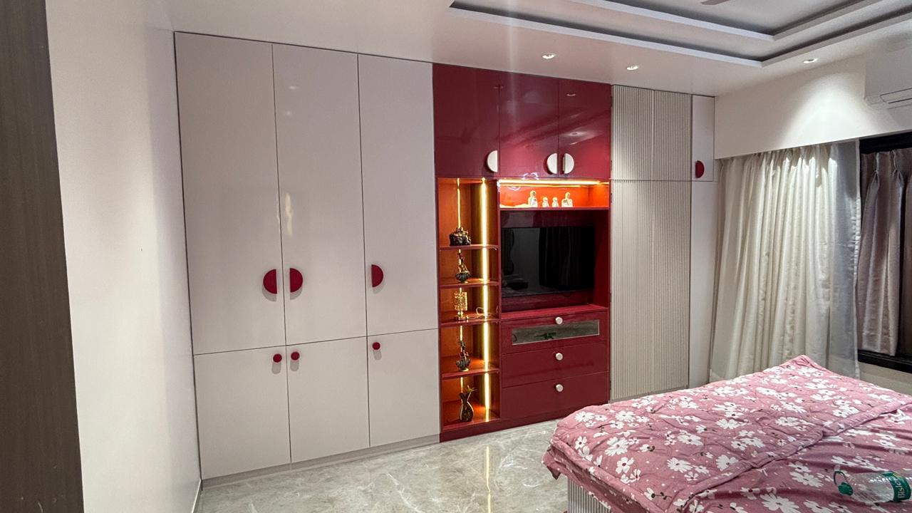 Crimson Wardrobe with TV Niche
